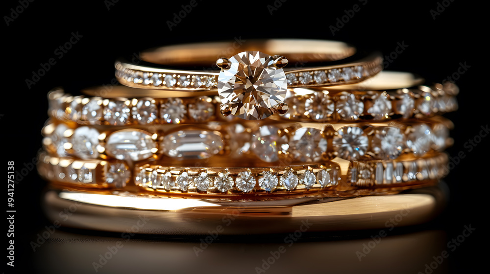 Set of rings, round polished frame Set of rings, round polished frame