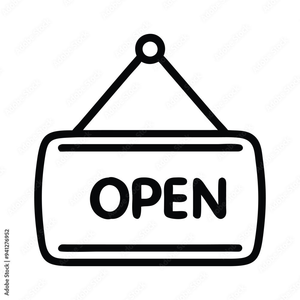 Business symbol outline, Icon Clipart - open Icon illustration in black and white Business symbol outline, Icon Clipart - open Icon illustration in black and white
