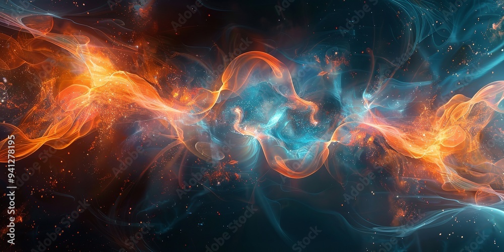 Obraz premium A&nbsp;dark background and vibrant waves that provide as an example of space for background use, Generative AI.