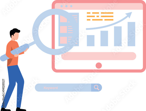 The boy is searching on the graph.