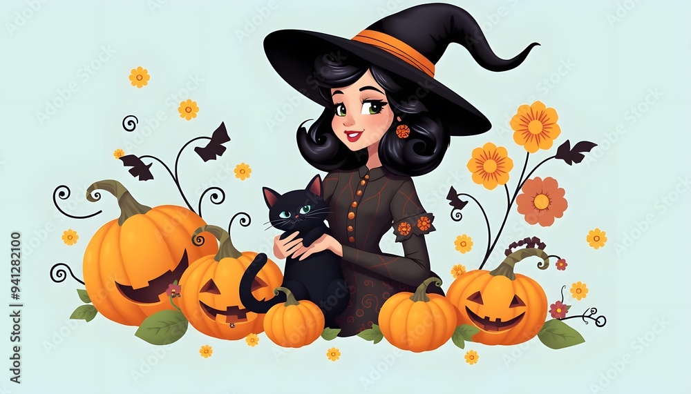 halloween witch with pumpkin halloween witch with pumpkin