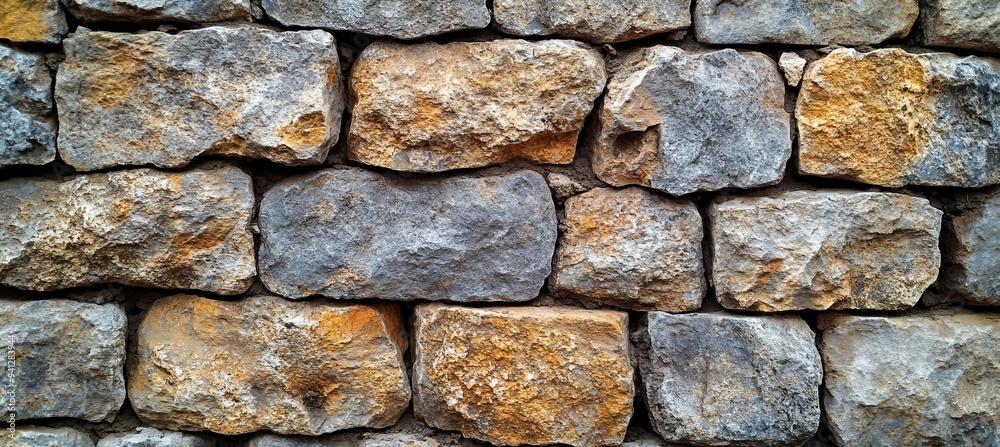 Natural stone block wall background. Generative AI technology.
Natural stone block wall background. Generative AI technology.