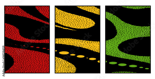 Set of 3 Abstract pattern. Illustration for printing on wall decorations. For use in graphics.