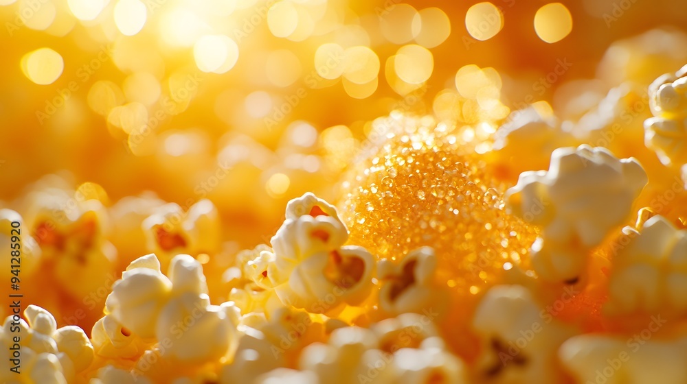 Bright and crisp close-up of freshly popped popcorn, high-key lighting, macro photography, golden hues, textured details, shallow depth of field, buttery kernels. Bright and crisp close-up of freshly popped popcorn, high-key lighting, macro photography, golden hues, textured details, shallow depth of field, buttery kernels.