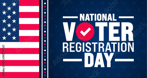 national voter registration day background or banner design template. Holiday concept. Template for background, banner, card, poster, placard, design template with unique shapes with standard color.