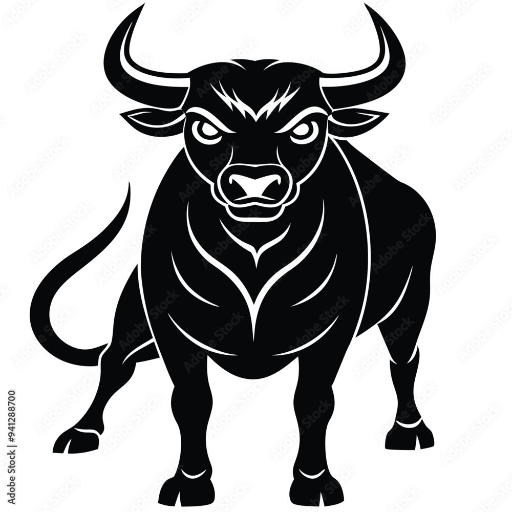 Bull Cartoon Style Vector on White Background | Animal Illustration, Cute Clip Art Bull Cartoon Style Vector on White Background | Animal Illustration, Cute Clip Art
