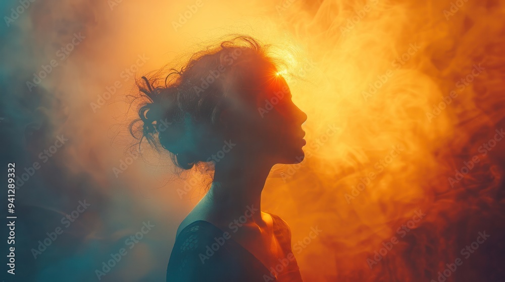 A silhouette of a person against a bright light source, creating a striking contrast between light and shadow A silhouette of a person against a bright light source, creating a striking contrast between light and shadow