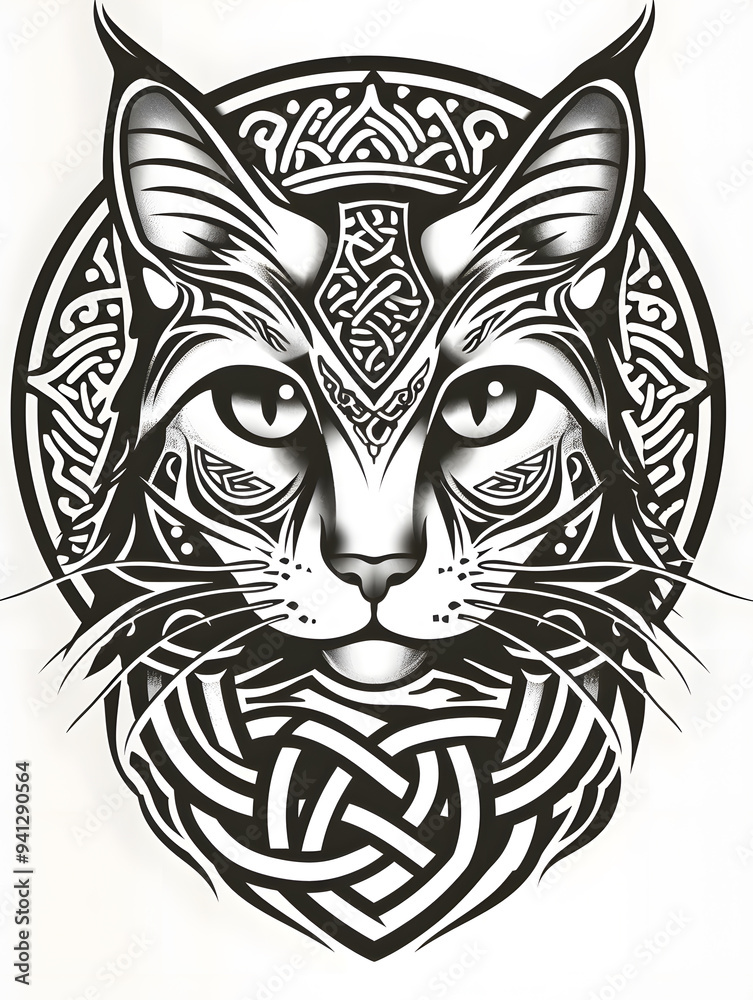 Cat head very simple traditional tattoo flash styles illustration Cat head very simple traditional tattoo flash styles illustration