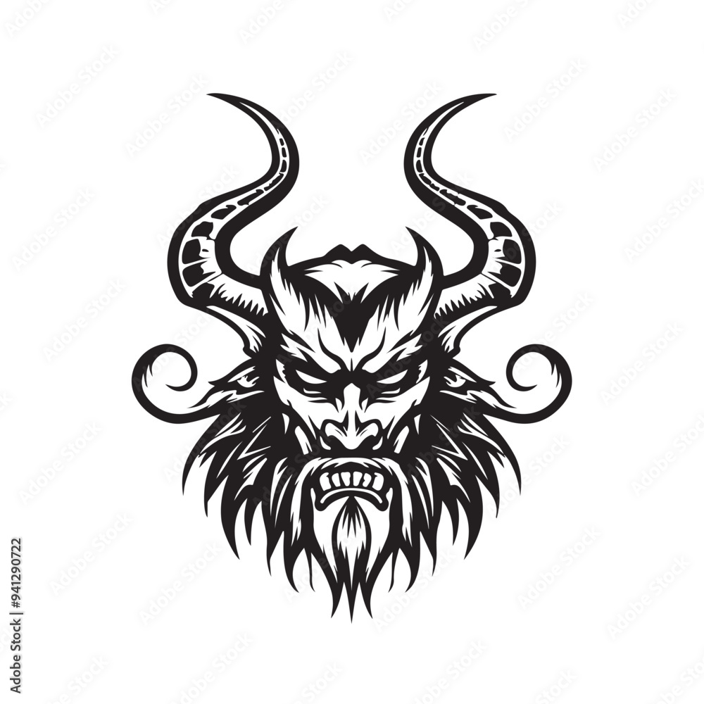 Demon Logo Stock Illustrations. Black and white Demon Logo Stock Illustrations isolated on white background. Demon Logo Stock Illustrations. Black and white Demon Logo Stock Illustrations isolated on white background.