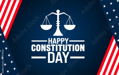 happy constitution day background or banner design template. Holiday concept. Template for background, banner, card, poster, placard, design template with unique shapes with standard color.