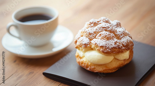 cream puff and coffee, cafe