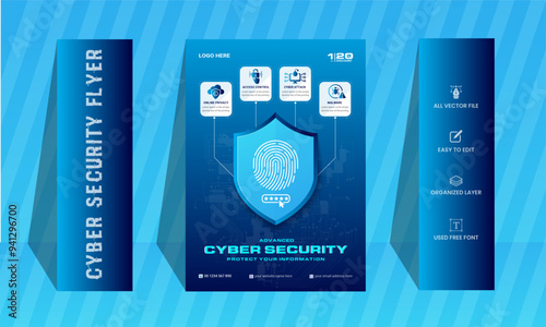 Cyber security flyer design template,advance Cyber security flyer.
