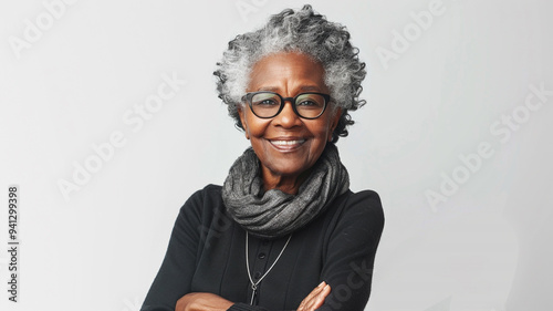 Wallpaper Mural portrait of happy elderly black woman isolated on white background Torontodigital.ca