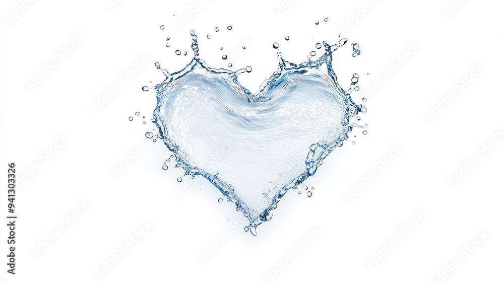 Pure Love - Heart-shaped Water Splash Symbolizing Affection and Purity Isolated on White Background, Generative Ai Pure Love - Heart-shaped Water Splash Symbolizing Affection and Purity Isolated on White Background, Generative Ai
