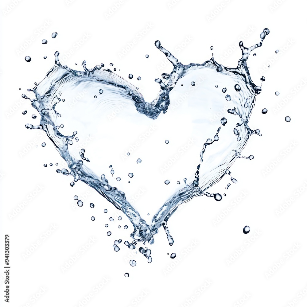 Pure Love: Heart-Shaped Water Splash on White Background Symbolizing Purity and Affection, Generative Ai Pure Love: Heart-Shaped Water Splash on White Background Symbolizing Purity and Affection, Generative Ai