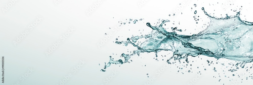 Dynamic Multi-Layered Abstract Water Splash with Intricate Droplets on White Background, Generative Ai Dynamic Multi-Layered Abstract Water Splash with Intricate Droplets on White Background, Generative Ai