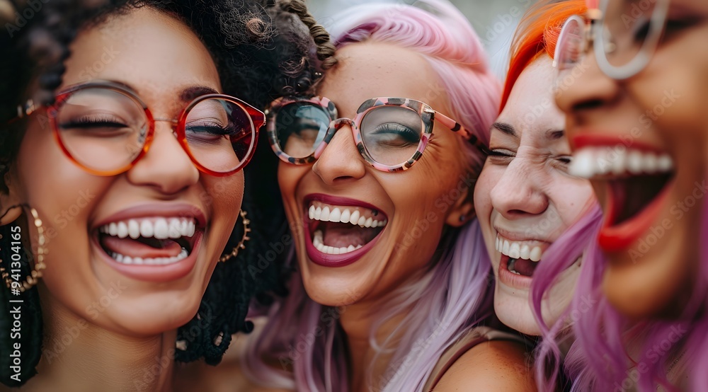Fototapeta premium Empowered Women: Multiracial Friends Sharing Cheerful Moments