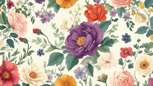 Wallpaper Mural A floral background wallpaper showing colorful bouquet of flowers with a variety of colors and shapes Torontodigital.ca
