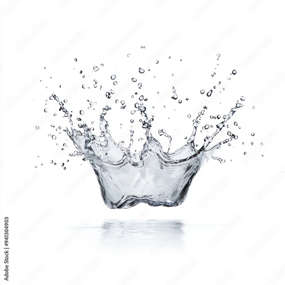 Dynamic Wave Splash Frozen in Motion on White Background, Generative Ai Dynamic Wave Splash Frozen in Motion on White Background, Generative Ai