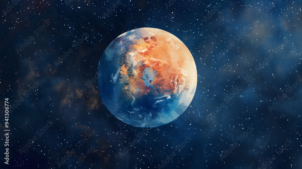 Fototapeta premium Planet space element watercolor style