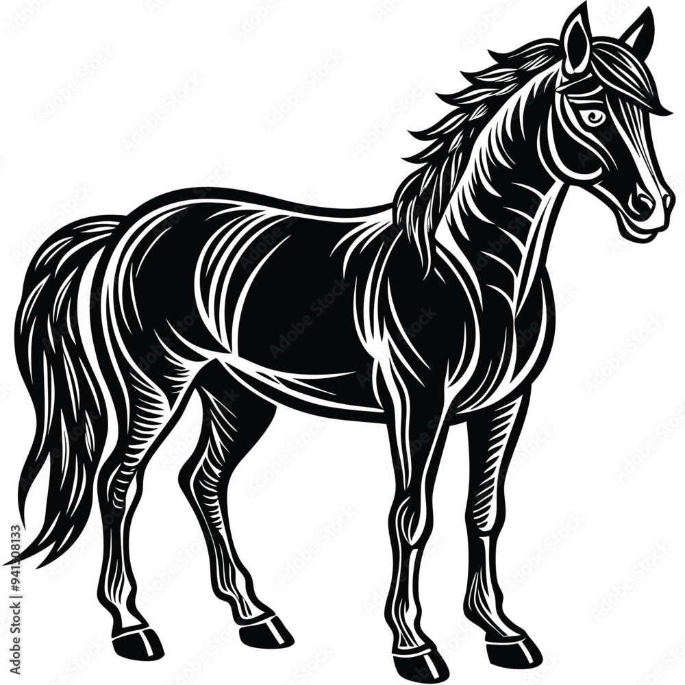 Horse Cartoon Style Vector on White Background | Animal Illustration, Clip Art Horse Cartoon Style Vector on White Background | Animal Illustration, Clip Art