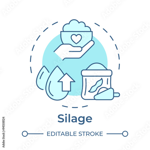 Silage soft blue concept icon. Livestock farming, farm cultivation. Cattle forage. Round shape line illustration. Abstract idea. Graphic design. Easy to use in infographic, presentation