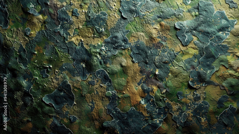 A close up shot of green and yellow paint on a wall, perfect for decorative or design purposes A close up shot of green and yellow paint on a wall, perfect for decorative or design purposes