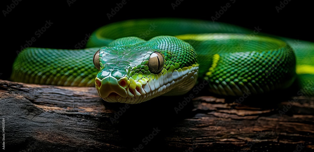 Obraz premium In honor of Chinese New Year 2025, we have a green snake symbolizing the snake zodiac.