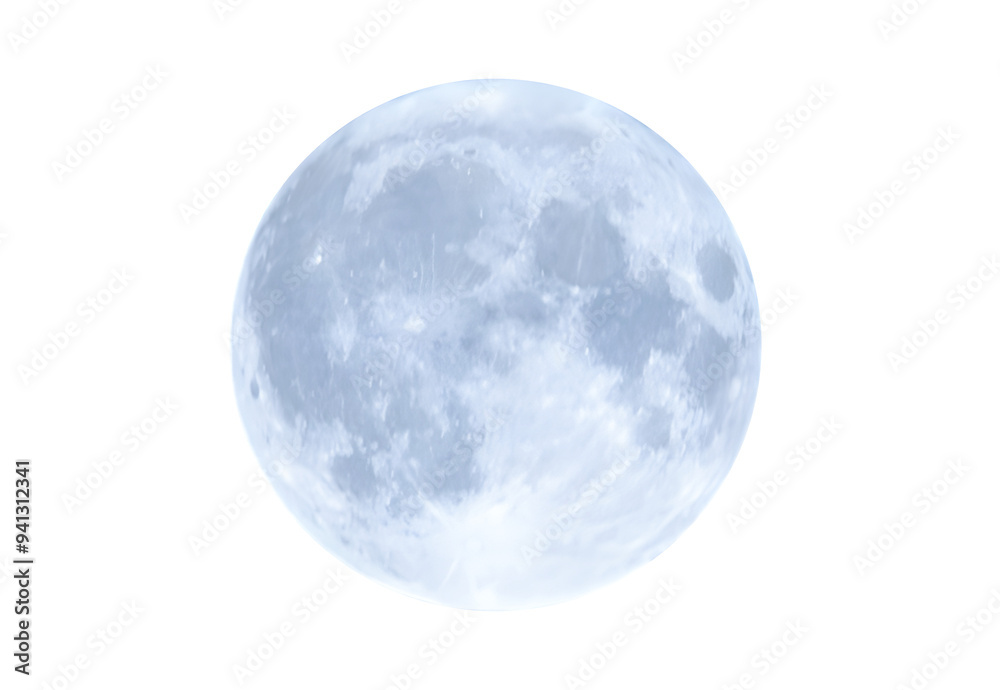 Full blue moon in PNG isolated on transparent background, moon isolated in PNG