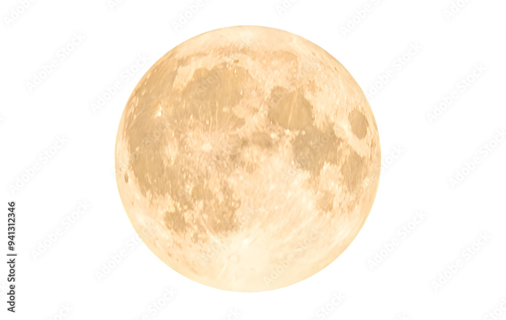 Full moon in PNG isolated on transparent background, moon isolated in PNG