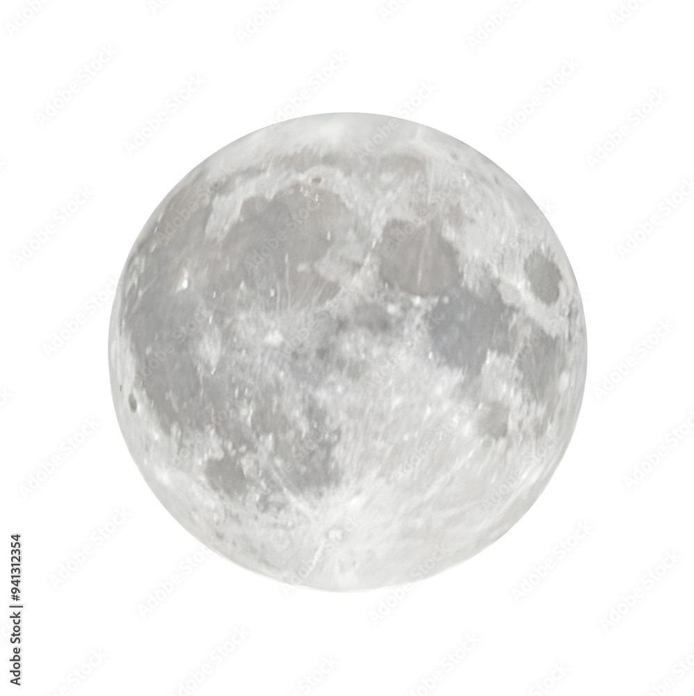 Full moon in PNG isolated on transparent background, moon isolated in PNG