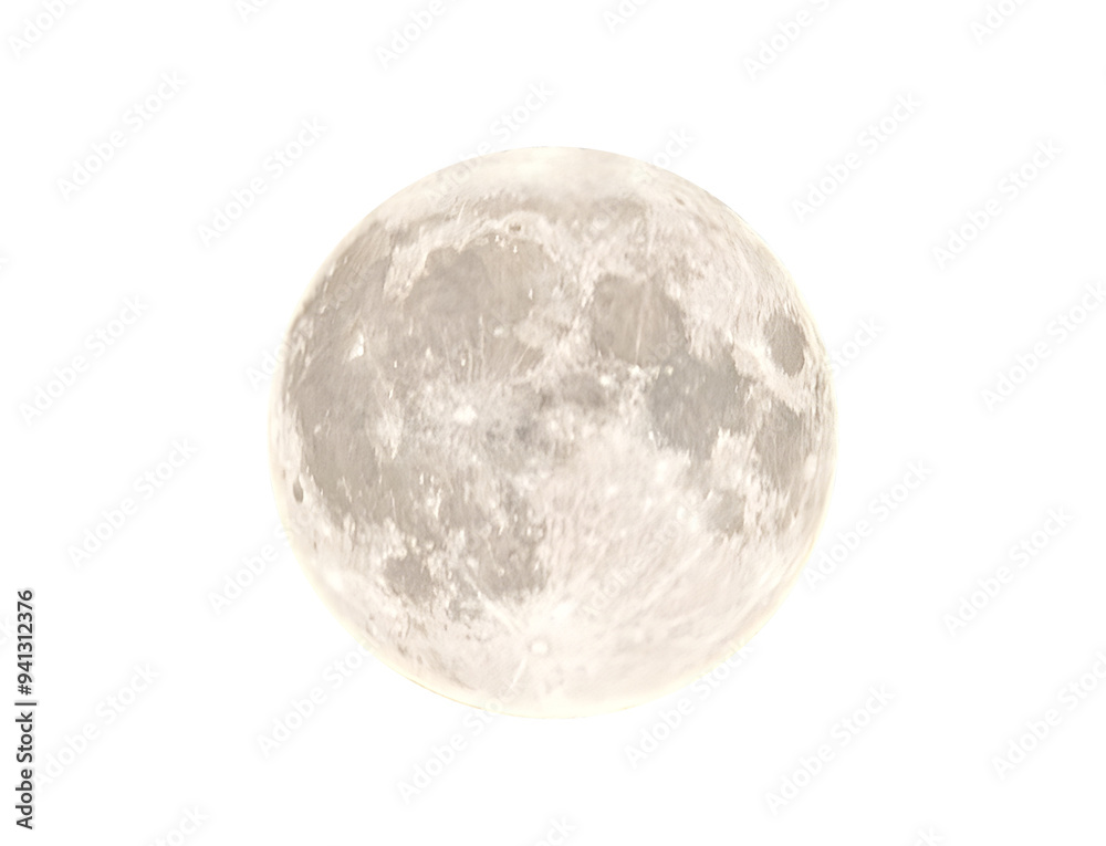 Full moon in PNG isolated on transparent background, moon isolated in PNG