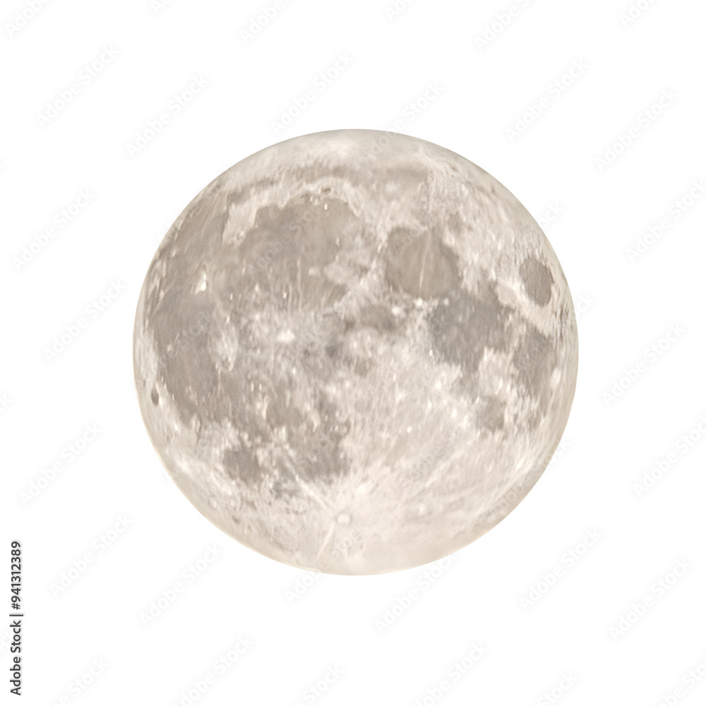 Full moon in PNG isolated on transparent background, moon isolated in PNG
