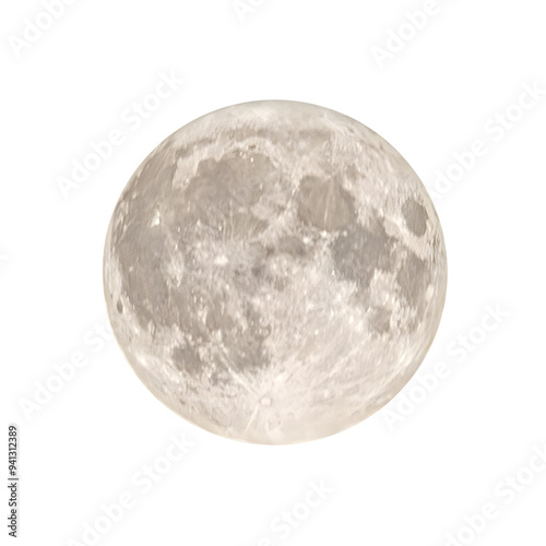 Obraz na płótnie Full moon in PNG isolated on transparent background, moon isolated in PNG w salonie