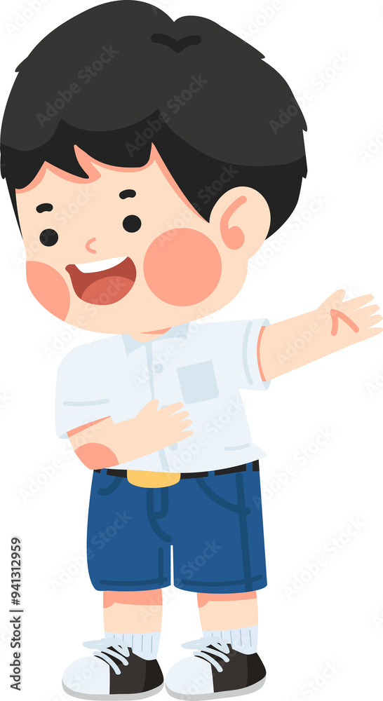 Kid student welcome and cartoon character Kid student welcome and cartoon character