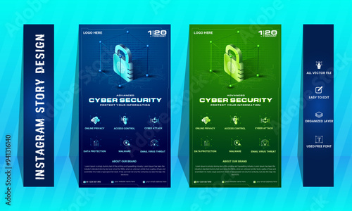cyber security instagram story design template