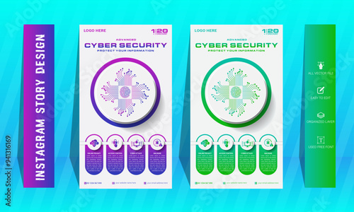 cyber security instagram story design template