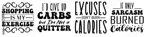 Colourful Workout Quotes, Typography Set Vector Illustration for Holiday Cards, Packaging, Stationery