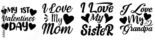 Vibrant Valentines Day Phrases, Calligraphy Collection Vector Illustration for Infographic, Mug Design, Banner