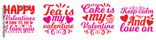 Modern Valentine Typography, Calligraphy Collection Vector Illustration for Sticker, Social Media Post, Bookmark