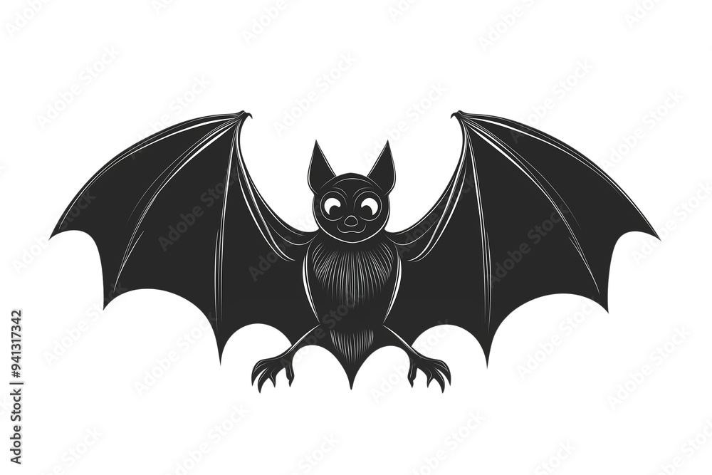 Fototapeta premium Cartoon bat silhouette isolated on a transparent background. PNG file.