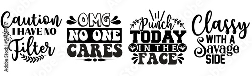 Minimal Sarcastic Typography, Inscriptions Pack Vector Illustration for Mug Design, Bookmark, Infographic