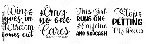 Elegant Sarcastic Labels And Badges, Typographic Emblems Pack Vector Illustration for T-Shirt Design, Greeting Card, Logo