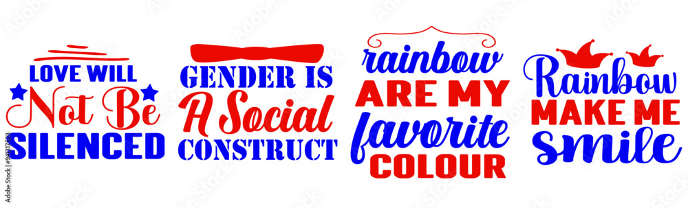 Colourful Rainbow Phrases, Calligraphy Pack Vector Illustration for Mug Design, Vouchers, Postcard