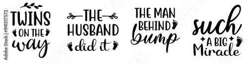 Decorative Pregnancy Typography, Hand Lettering Pack Vector Illustration for Social Media Post, Holiday Cards, Icon