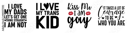 Vibrant Pride Typography, Calligraphic Lettering Collection Vector Illustration for Advertisement, Bookmark, Gift Card