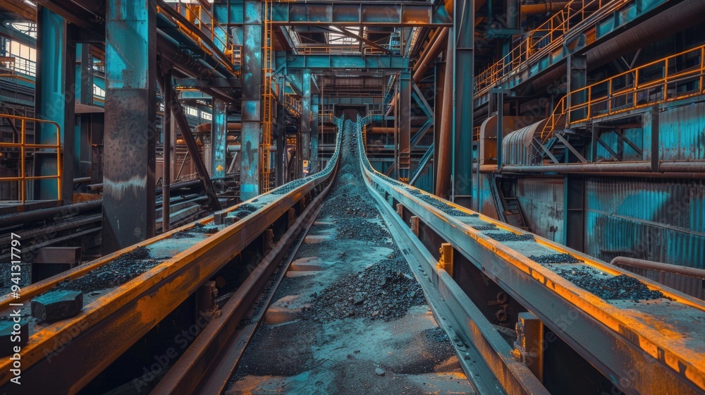 Abandoned train track with heavy rust, set in an industrial area Abandoned train track with heavy rust, set in an industrial area