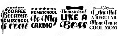 Elegant Homeschool Calligraphy, Hand Lettering Bundle Vector Illustration for Stationery, Label, Decal