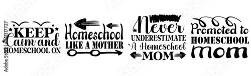 Classic Homeschool Typography, Calligraphic Lettering Bundle Vector Illustration for Printing Press, Wrapping Paper, Announcement