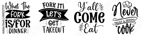 Vibrant Home Kitchen Quotes, Phrases Collection Vector Illustration for Motion Graphics, Gift Card, Logo
